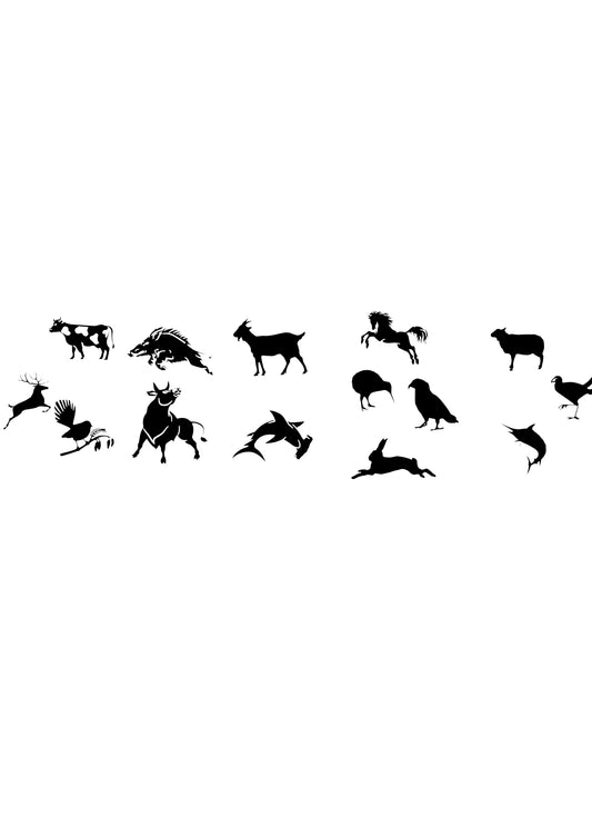 animal silhouettes x14 (digital files)